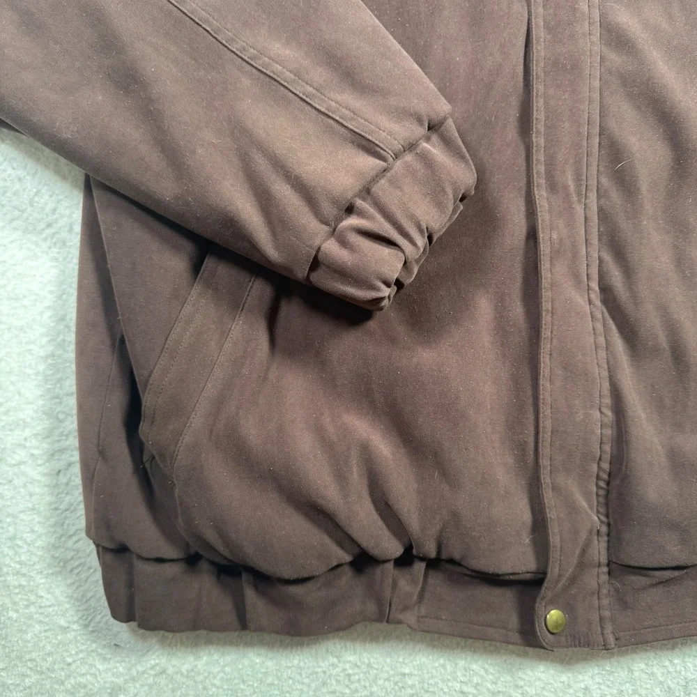 TravelSmith Bomber Jacket Mens XXL Brown Good Faux Suede Zip Up USA Made